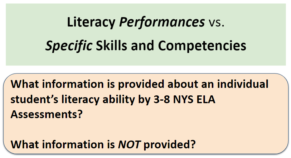 distinction between literacy performances and specific skills and competencies