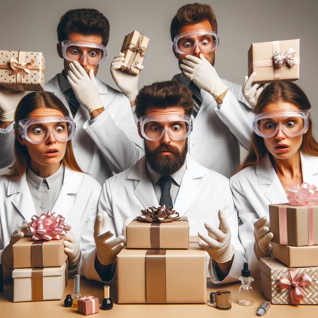 Researchers with gifts